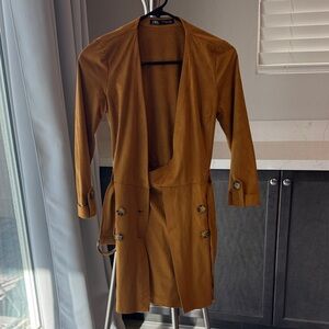 Zara Camel Buttoned Trench Coat
